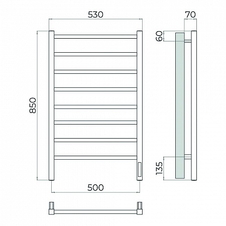 Ватикан П8 500х850 Электро (quick touch) Полотенцесушитель TERMINUS Сатин Магас - фото 4 Ватикан П8 500х850 Электро (quick touch) Полотенцесушитель TERMINUS Сатин Магас - фото 4