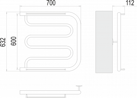 Фокстрот БШ 600х700 Полотенцесушитель  TERMINUS Магас - фото 3