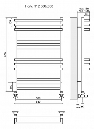 Нойс П12 500х800 Полотенцесушитель  TERMINUS Магас - фото 3