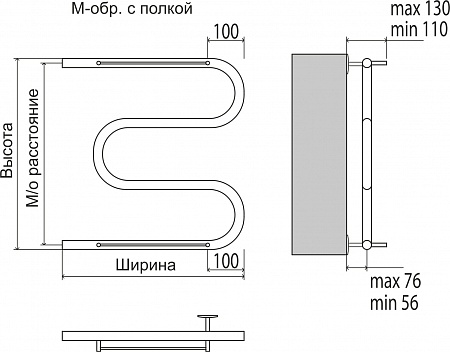 М-обр с/п AISI 32х2 500х400 Полотенцесушитель  TERMINUS Магас - фото 3