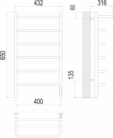 Полка П6 400х650 Электро (quick touch) Полотенцесушитель  TERMINUS Магас - фото 3