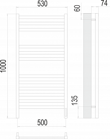 Енисей П12 500х1000  электро (sensor quick touch) Полотенцесушитель TERMINUS  Магас - фото 3