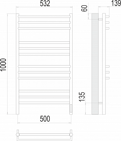 Прато П12 500х1000 электро (sensor quick touch) Полотенцесушитель  TERMINUS Магас - фото 3