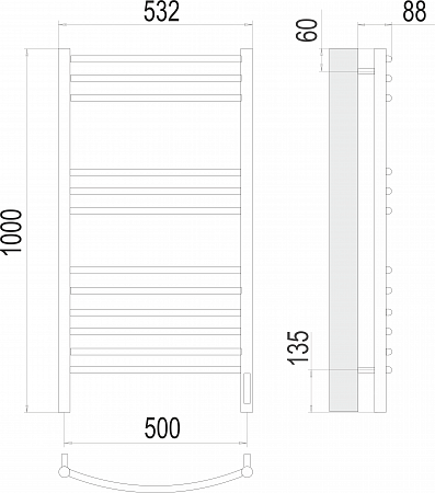 Классик П12 500х1000 электро (sensor quick touch)  Полотенцесушитель TERMINUS Магас - фото 3