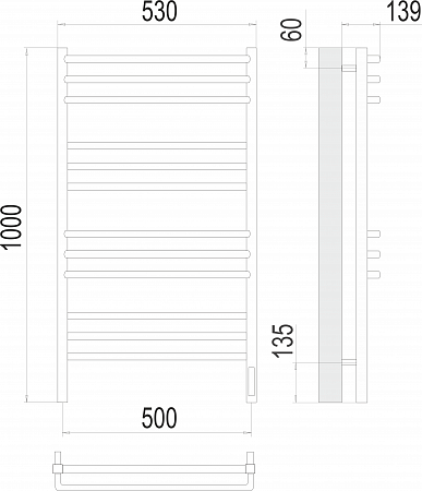 Соренто П12 500х1000 электро (sensor quick touch) Полотенцесушитель  TERMINUS Магас - фото 3