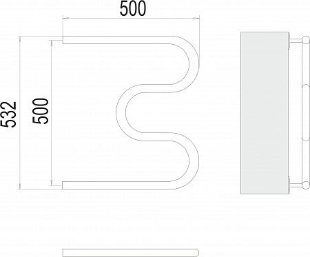 М-обр AISI 32х2 500х500 Полотенцесушитель  TERMINUS Магас - фото 3