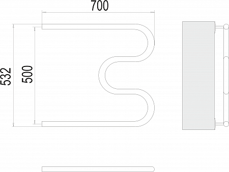 М-обр AISI 32х2 500х700 Полотенцесушитель  TERMINUS Магас - фото 3