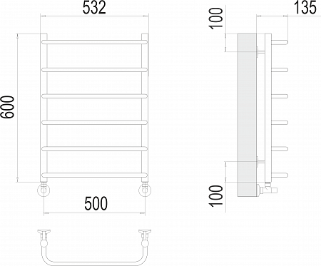 Стандарт П6 500х600  Полотенцесушитель  TERMINUS  - фото 3