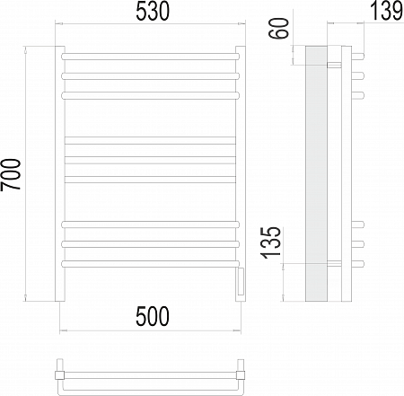 Соренто П9 500х700 электро (sensor quick touch) Полотенцесушитель  TERMINUS Магас - фото 3