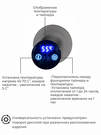 Рондо П2 350х760 электро Полотенцесушитель TERMINUS Оружейная сталь Магас - фото 5