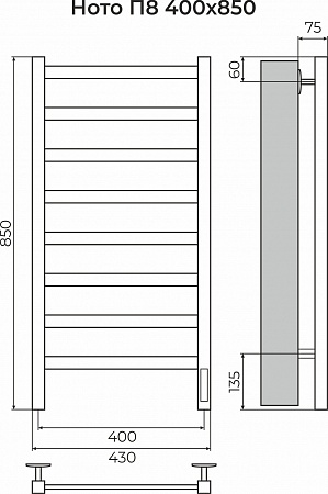 Ното П8 400х850 Электро (quick touch) Полотенцесушитель TERMINUS Магас - фото 3