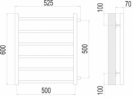 Вега П6 500х600 бп500 Полотенцесушитель  TERMINUS Магас - фото 3