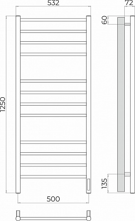 Аврора П12 500х1250 Электро (quick touch) Полотенцесушитель TERMINUS Магас - фото 3