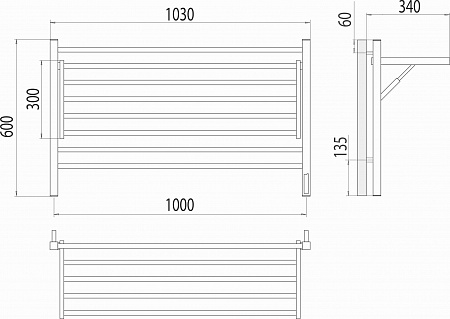 Горизонт П8 1000х600 электро КС ЧЕРНЫЙ МУАР (sensor quick touch) Полотенцесушитель TERMINUS Магас - фото 5